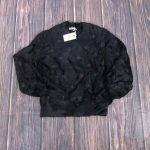 Marine Layer Arielle Crewneck Sweater Women XS Black Metallic Funfetti Eyelash
